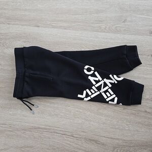 Kenzo Kids Black Joggers with White Logo Print, Size 2-3 y.o